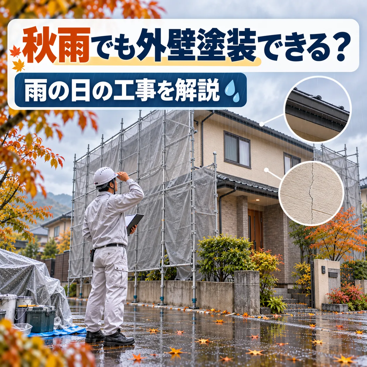 秋雨の時期でも外壁塗装はできる？雨の日の工事について